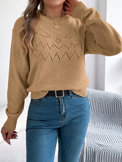 Solid Color Hollow Out Cutout out Lantern Long Sleeve Pullover Halloween Women Clothing
