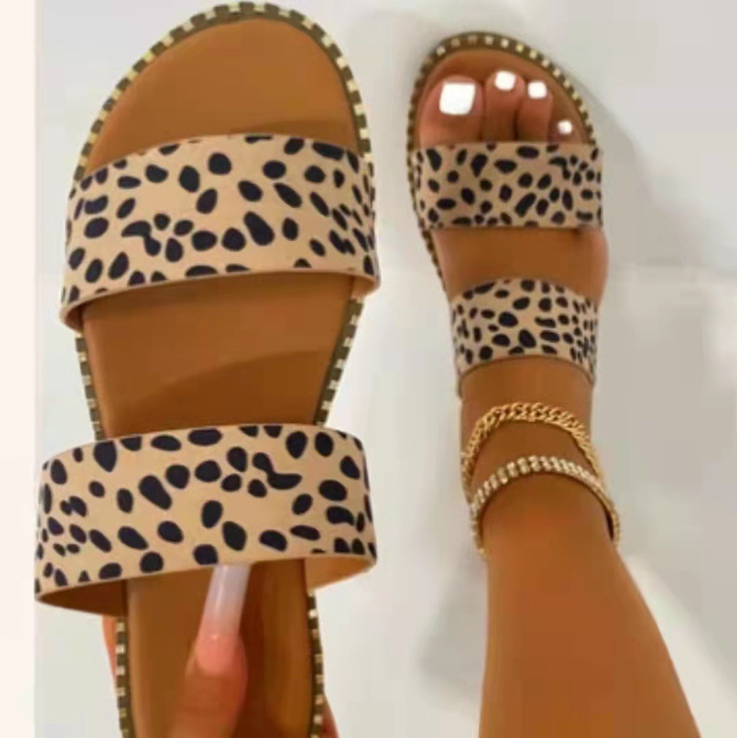 Summer Flat plus Size Leopard Print Outdoor Casual Slippers Women Slipper - GLAMWEARS