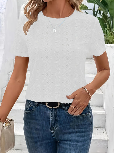 Hollow Out Cutout out V neck Short Sleeve Batwing Sleeve Slimming T shirt Top