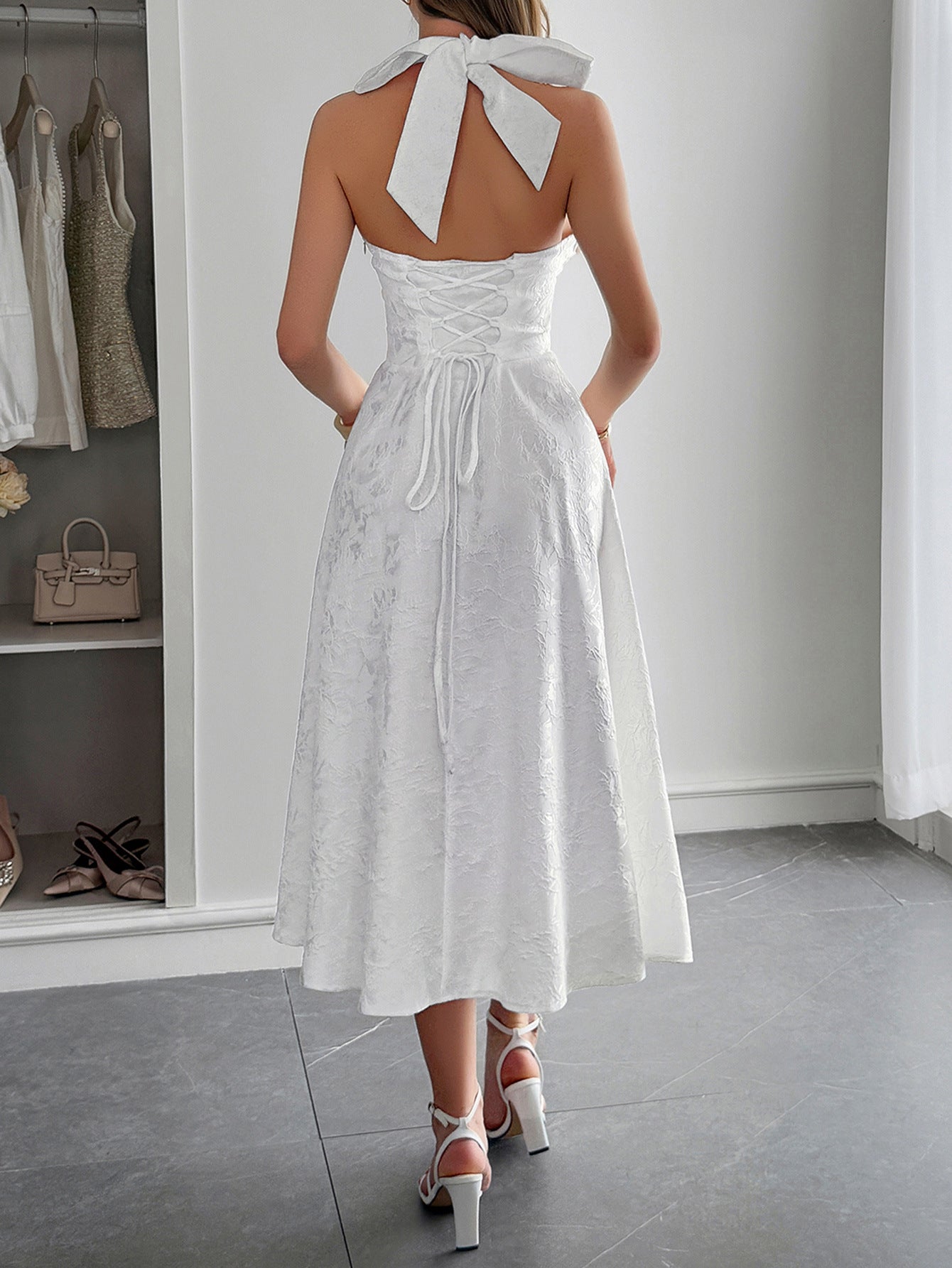 Elegant Elegant Halter Waist Maxi Dress Women Clothing Summer