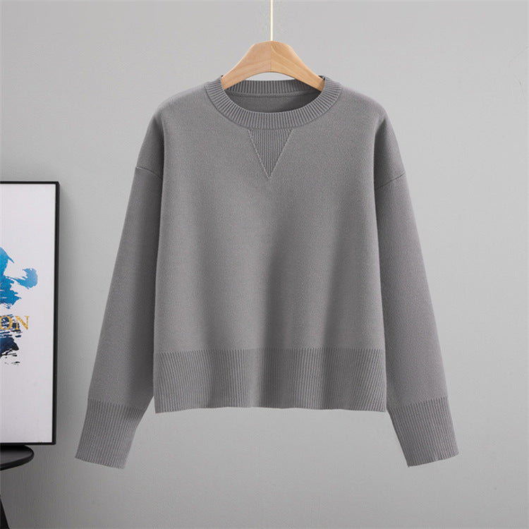 Solid Color Sweet Pullover Sweater