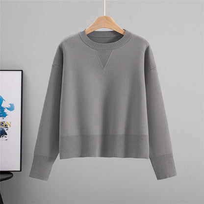 Solid Color Sweet Pullover Sweater