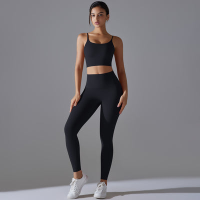 Nude Feel Skin Friendly Vest Yoga Clothes High Strength Workout Clothes Pilates Running Sports Sling Top Set