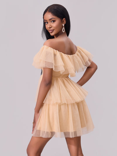 Spring Summer Women Clothing off the Shoulder Short Dress Sexy Mesh Party off Shoulder