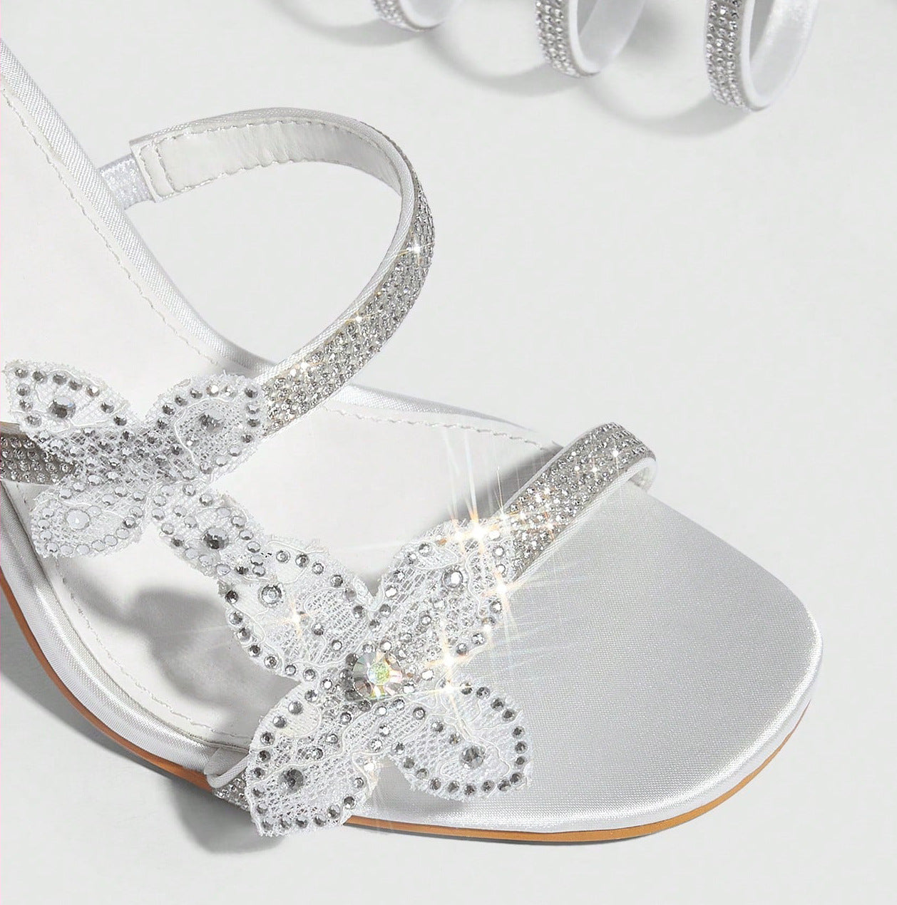 11cm Stiletto Heel White Pink Square Head Women Summer High Heel Sandals Women Rhinestone Floral Heels