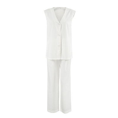 Spring Sleeveless Loose Vest Pants Pajamas Set Casual Comfortable Women Homewear Outerwear