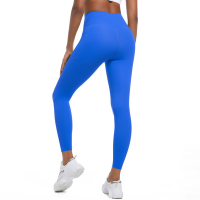 High Strength Skinny Yoga Pants Seamless High Waist Belly Contracting Sports Trousers High Elastic Side Pocket Quick-Drying Fitness Pants