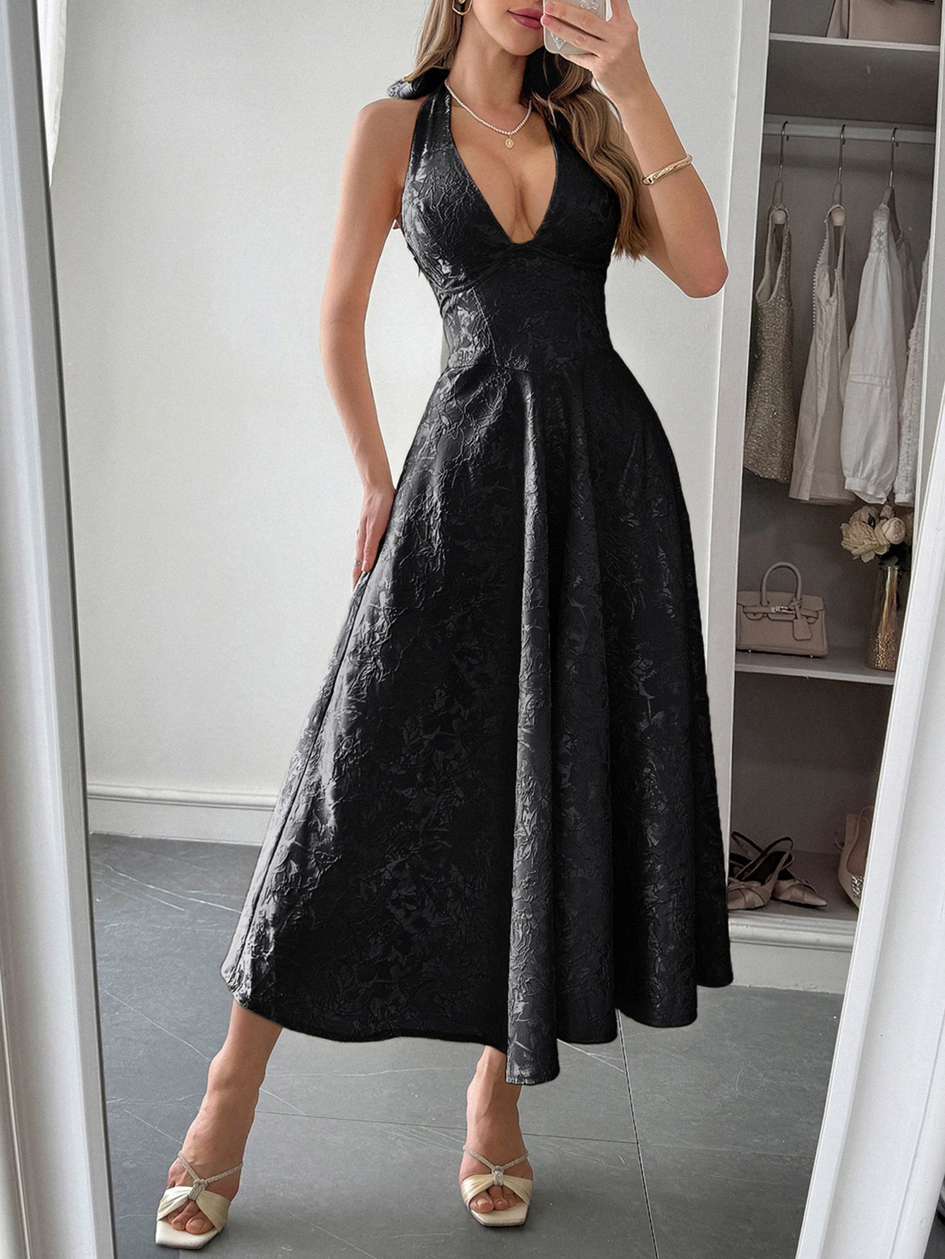 Elegant Elegant Halter Waist Maxi Dress Women Clothing Summer