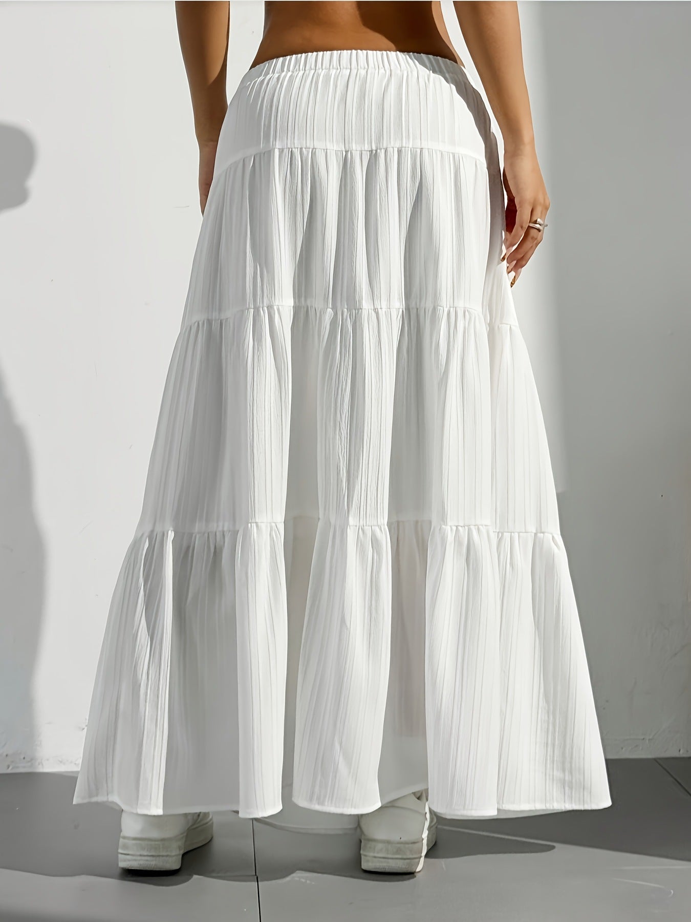 Spring Summer Women Clothing Skirt Lace up Stitching Large Swing Skirt Loose Maxi Dress plus Size Women Clothing