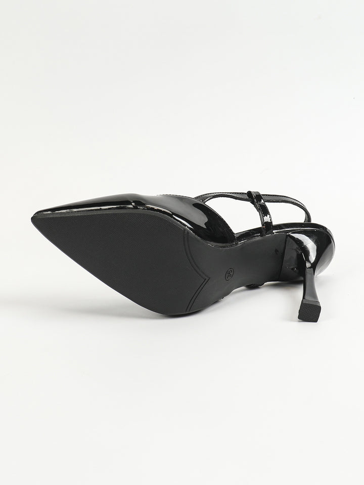 Simple Summer High Heels Shallow Mouth Pointed Toe Hollowed Back Empty Back Strap Strap Sandals High Heel - GLAMWEARS