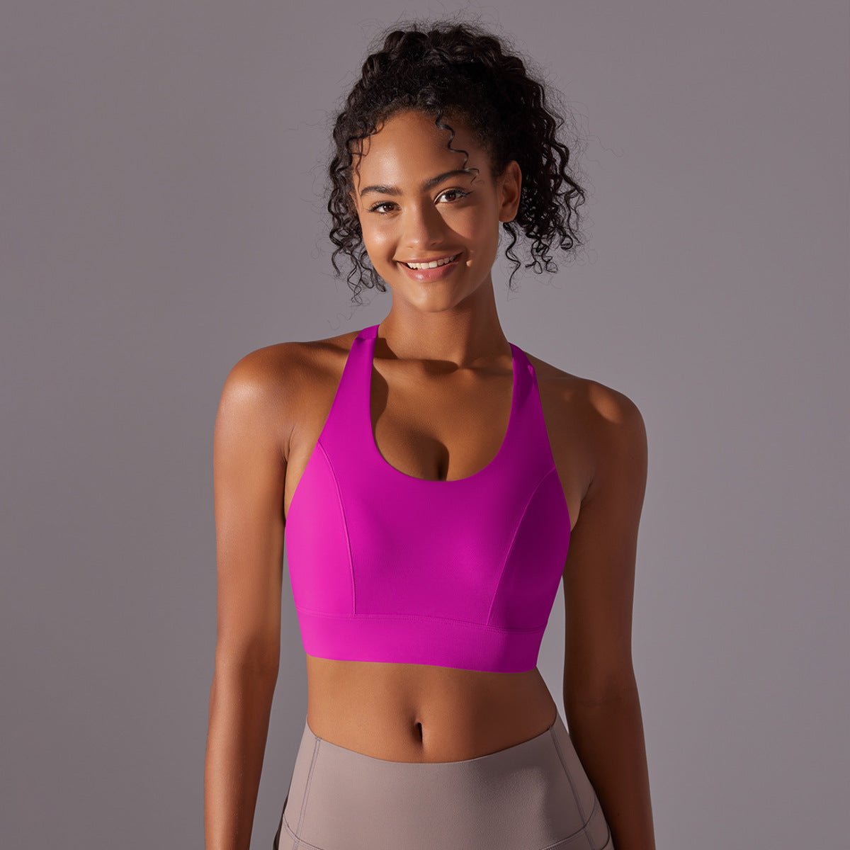 High Strength Sports Underwear One Piece Chest Pad Seamless Hook Eye Closure Yoga Vest Shockproof Push up Beauty Back Yoga Bra