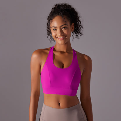 High Strength Sports Underwear One Piece Chest Pad Seamless Hook Eye Closure Yoga Vest Shockproof Push up Beauty Back Yoga Bra