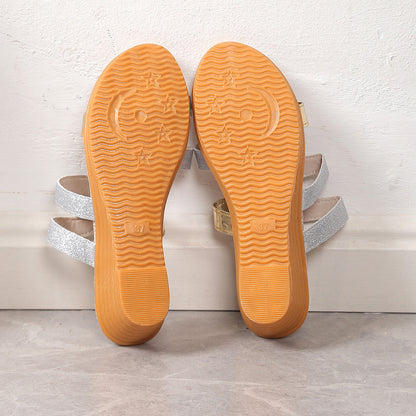 Plus Size Color Matching Wedge Toe Baring Sandal Women Fish Mouth Outer Wear Mid Heel Beach Slippers