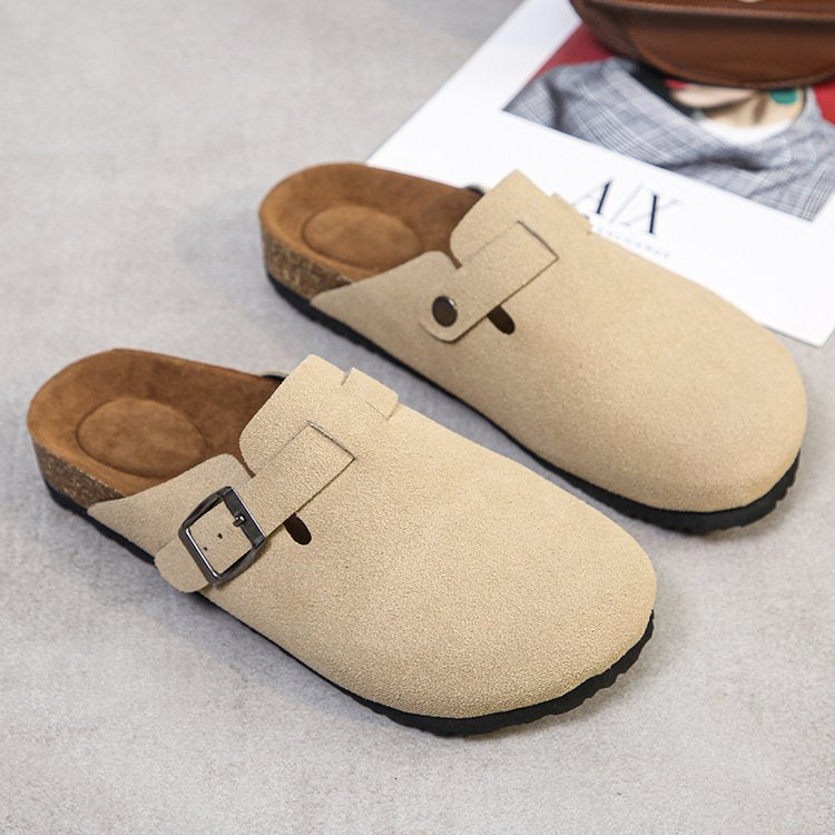 Flat Lazy Pump Slippers Women Outer Wear Frosted Personality Big Head Half Support Muller Shoes