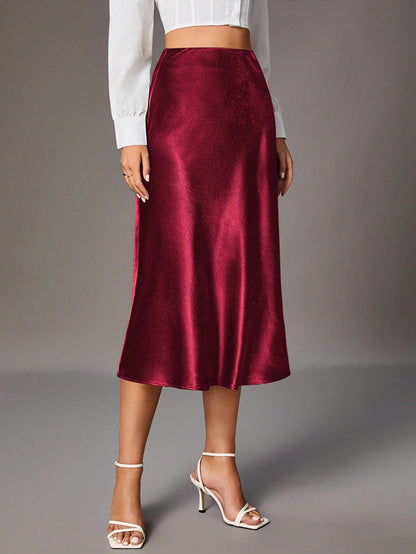 Women Clothing Brand Satin Satin Skirt High Sense Small Artificial Silk Skirt Women Skirt