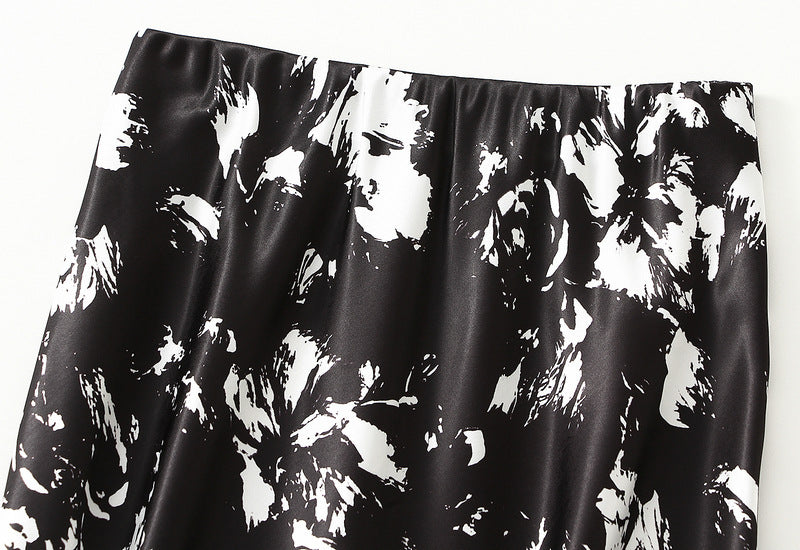 Printed Fishtail Skirt Women Summer Thin Elegant Slim Fit Slimming Hip Wrapped Dress