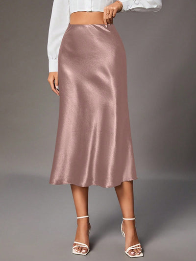 Women Clothing Brand Satin Satin Skirt High Sense Small Artificial Silk Skirt Women Skirt