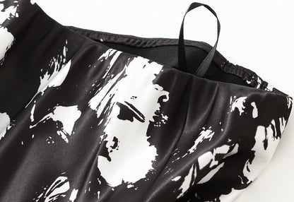 Printed Fishtail Skirt Women Summer Thin Elegant Slim Fit Slimming Hip Wrapped Dress