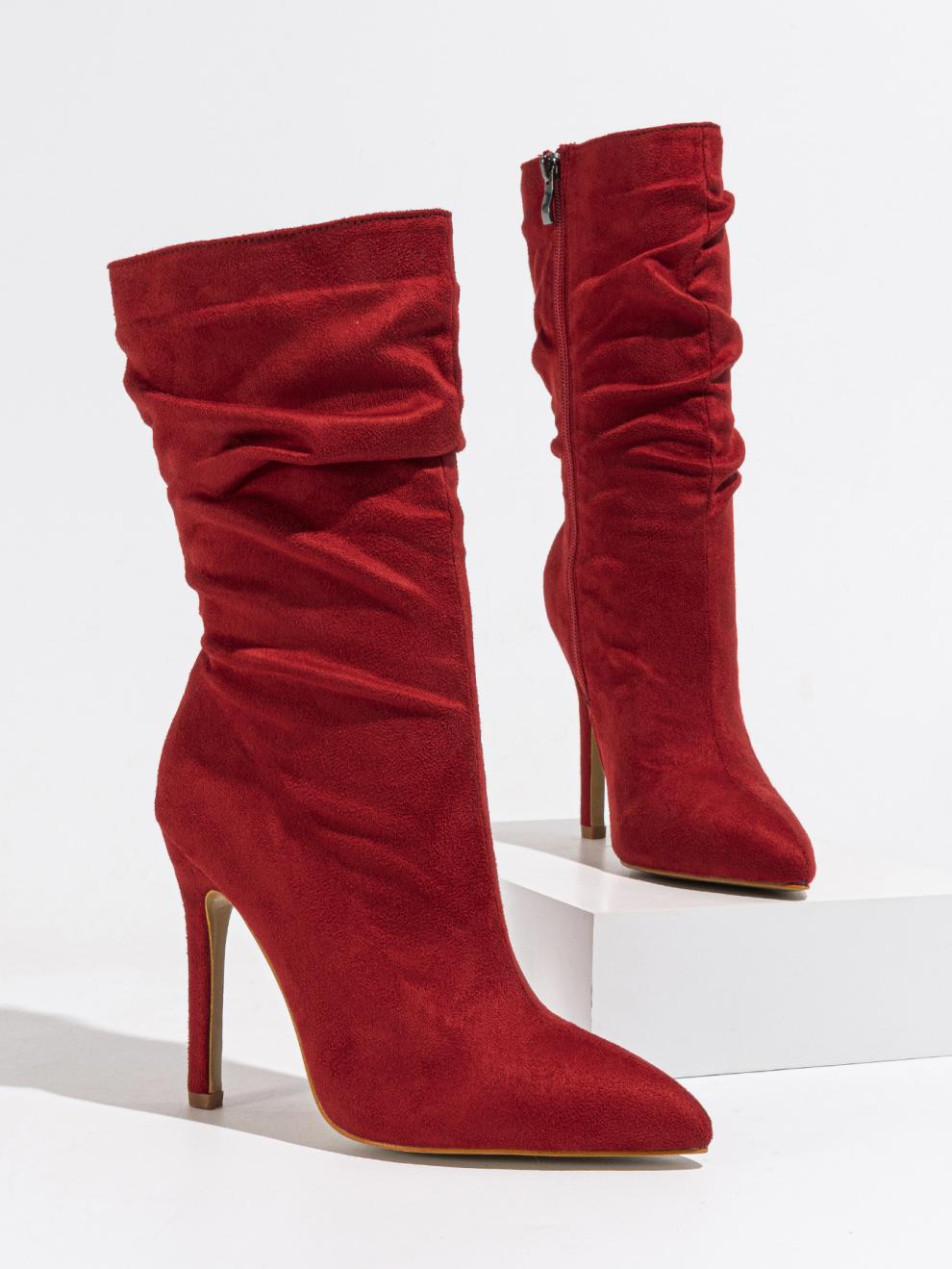 Booties Natural Wrinkle Fine Heel Pointed All Match Street plus Size