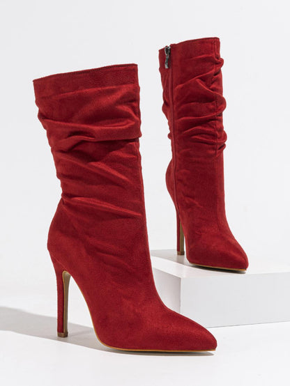 Booties Natural Wrinkle Fine Heel Pointed All Match Street plus Size