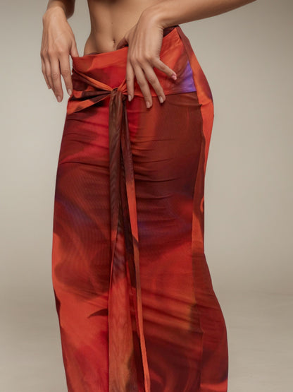 Summer Elegant Skirt Sexy Sexy Retro Printing Slim Fit Maxi Dress