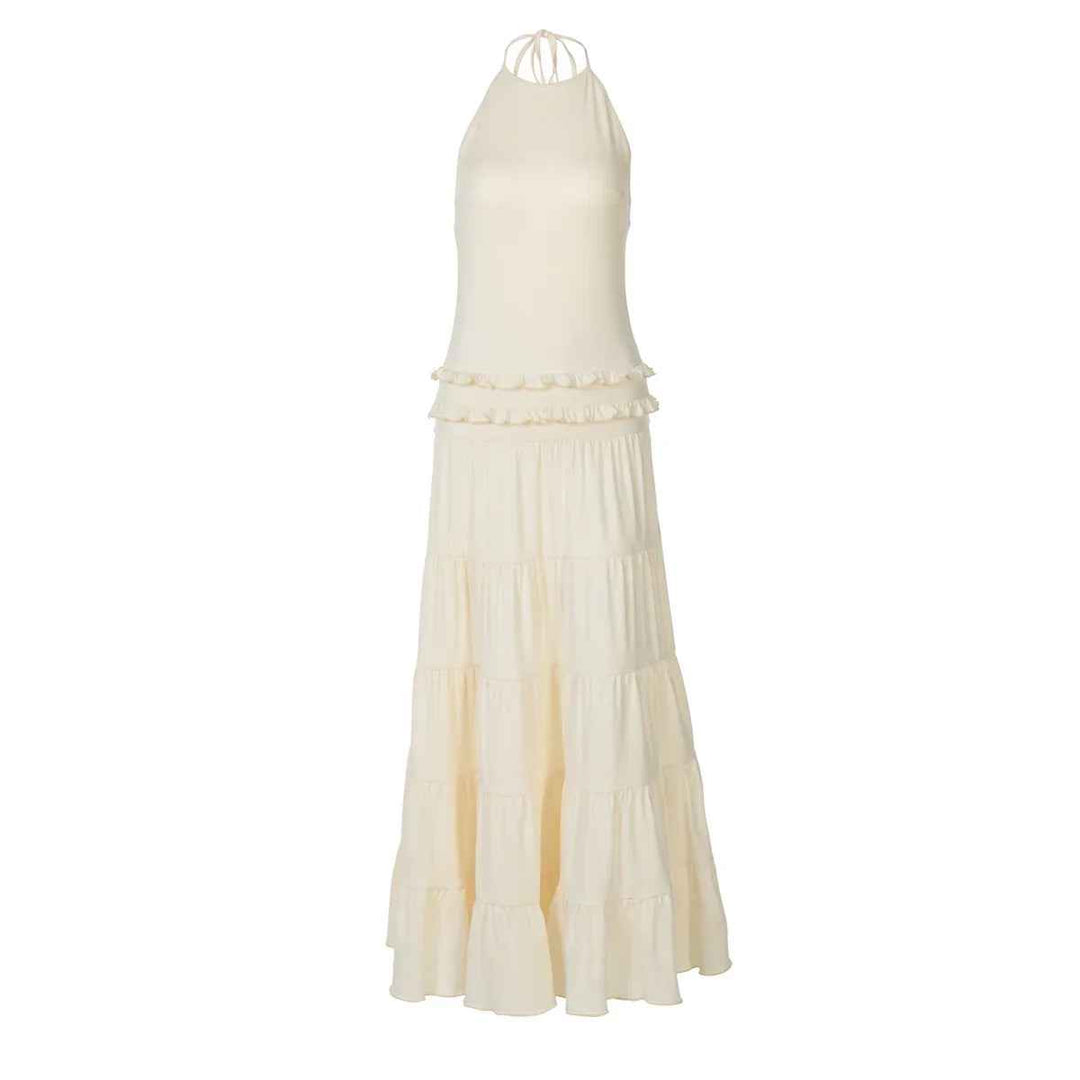 Women Clothing Summer Sexy Backless Halter Pleated Dress Women