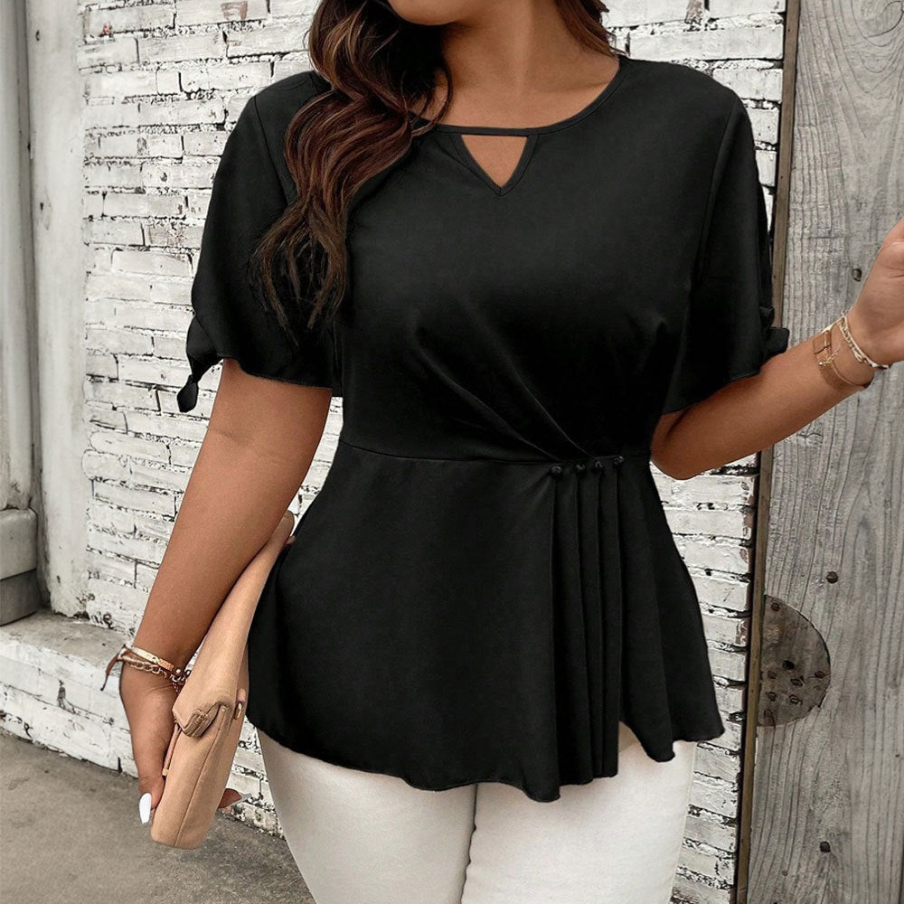Summer Shein plus Size Women Simple Casual T shirt Waist Tight Slimming Sense Top - GLAMWEARS