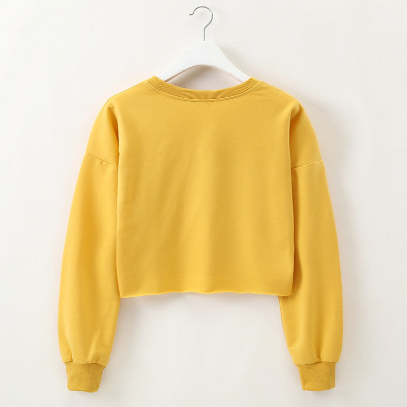 Women Clothing Autumn Winter York Letter Graphic Printing Short Loose Long Sleeves Sweatshirt