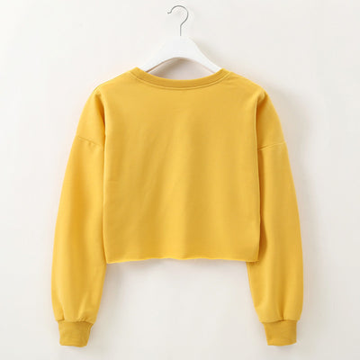 Women Clothing Autumn Winter Love Heart-Shaped Letter Graphic Printing round Neck Short Long-Sleeved Sweatshirt