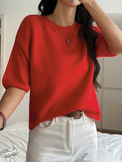 Women Casual Holiday Atmosphere Short Sleeve Sweater