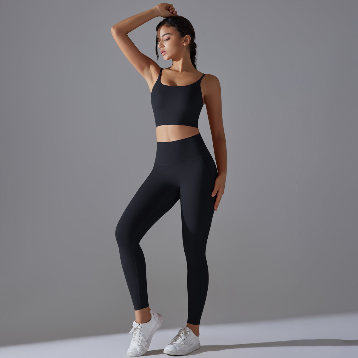 Nude Feel Skin Friendly Vest Yoga Clothes High Strength Workout Clothes Pilates Running Sports Sling Top Set