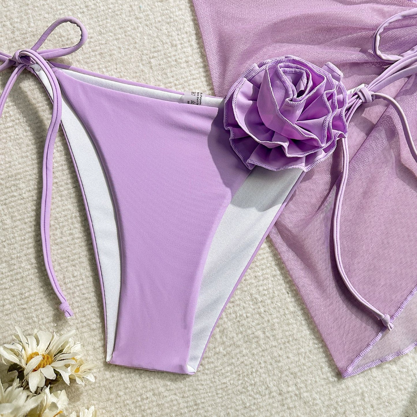 Bikini Sexy Three Piece Set Swimsuit Women Three Dimensional Big Floral Bikini Swimsuit