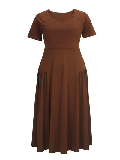 Spring Summer Women Elegant Long Tube Top Collar Waist Slimming plus Size Dress