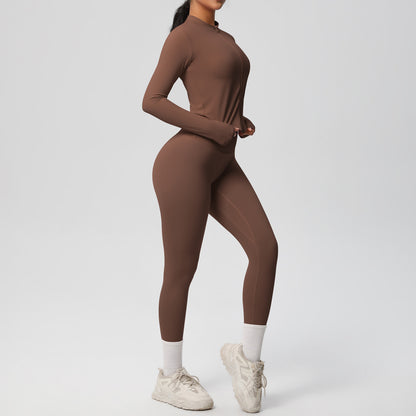 Skinny Yoga Pants High Waist Nude Feel Sports Zip Long Sleeve Coat Workout Clothes Hip Lifting Yoga Set