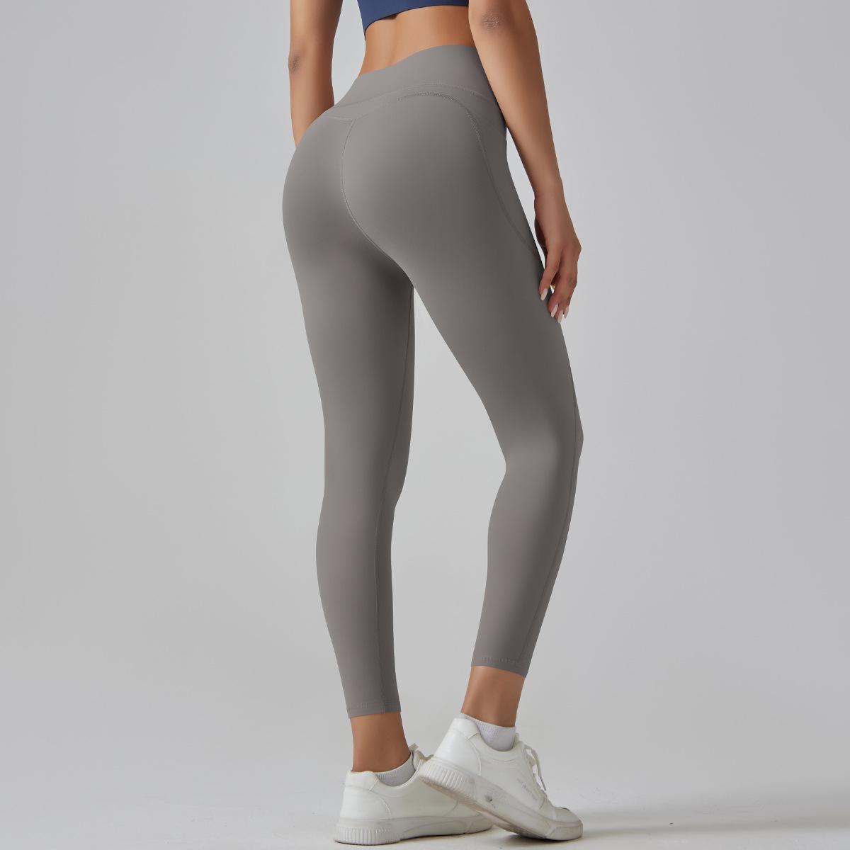 High-Strength Skinny Yoga Pants Composite High Waist Belly Contracting Sports Trousers High Elastic Ultra Thin Quick Drying Fitness Pants for Women