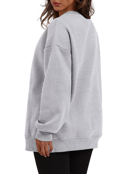 Autumn Winter Women round Neck Long Sleeved Sweatshirt Pullover Fleece Sweater