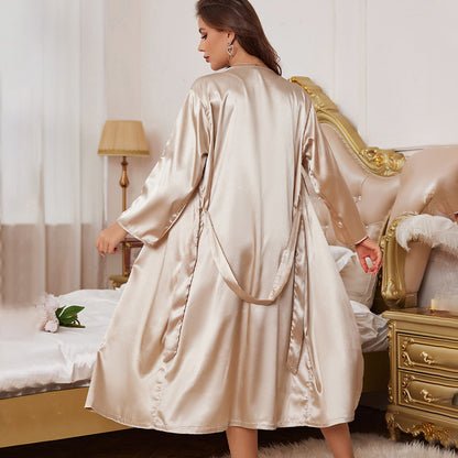 Pajamas Two Piece Sexy Home Wear Set Casual Ice Silk Sling Two Piece Nightgown