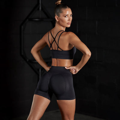 Cross Bra Shorts Set-Black