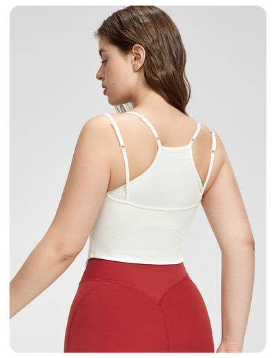 Square Collar plus Size Slip Top Adjustable Sleeveless Workout Top Fixed Cup Yoga Clothes Vest Outer Wear
