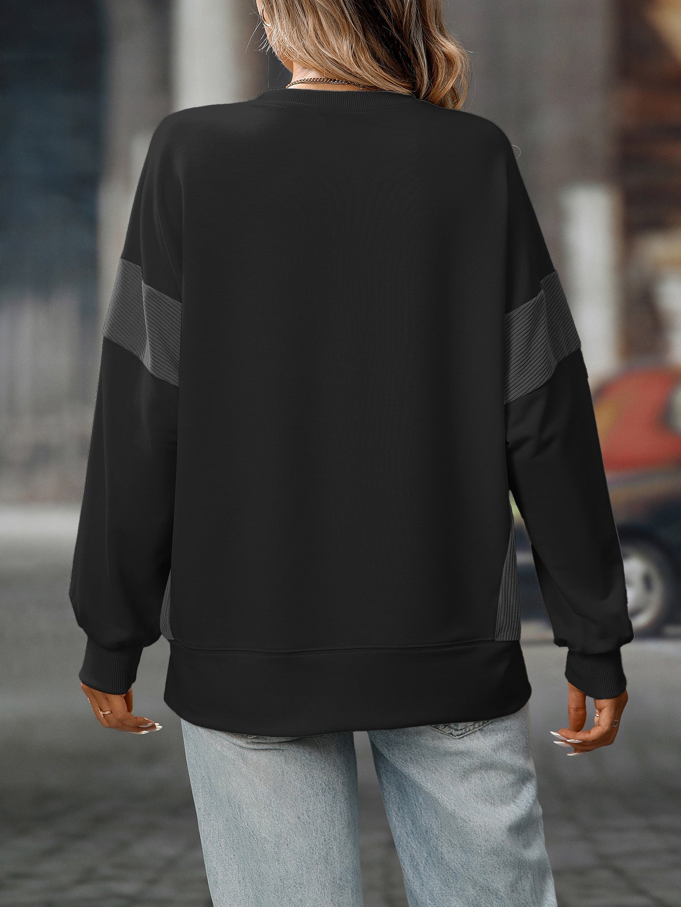 Women round Neck Multicolor round Neck All Matching Casual Loose Sweatshirt