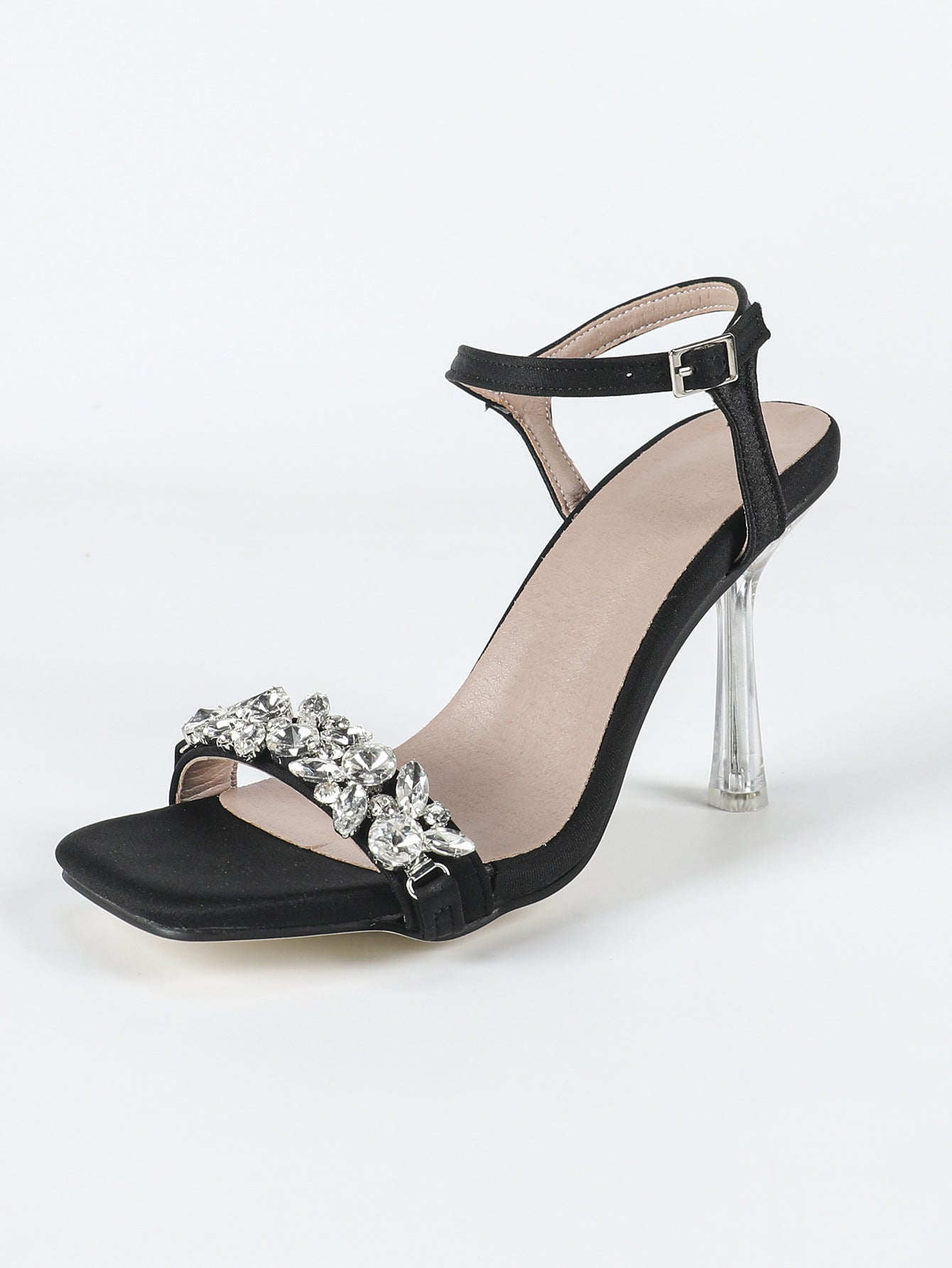 Wedding Square Toe Summer Wedding High Heels Transparent Heel Party Shoes 9cm Women High Heel plus Size Shoes