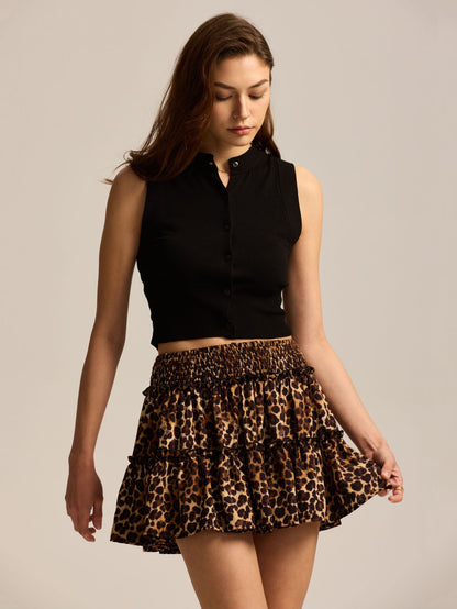 Floral Skirt Pants Lined A line Skirt High Quality Smocking Tight Waist Elastic Culottes