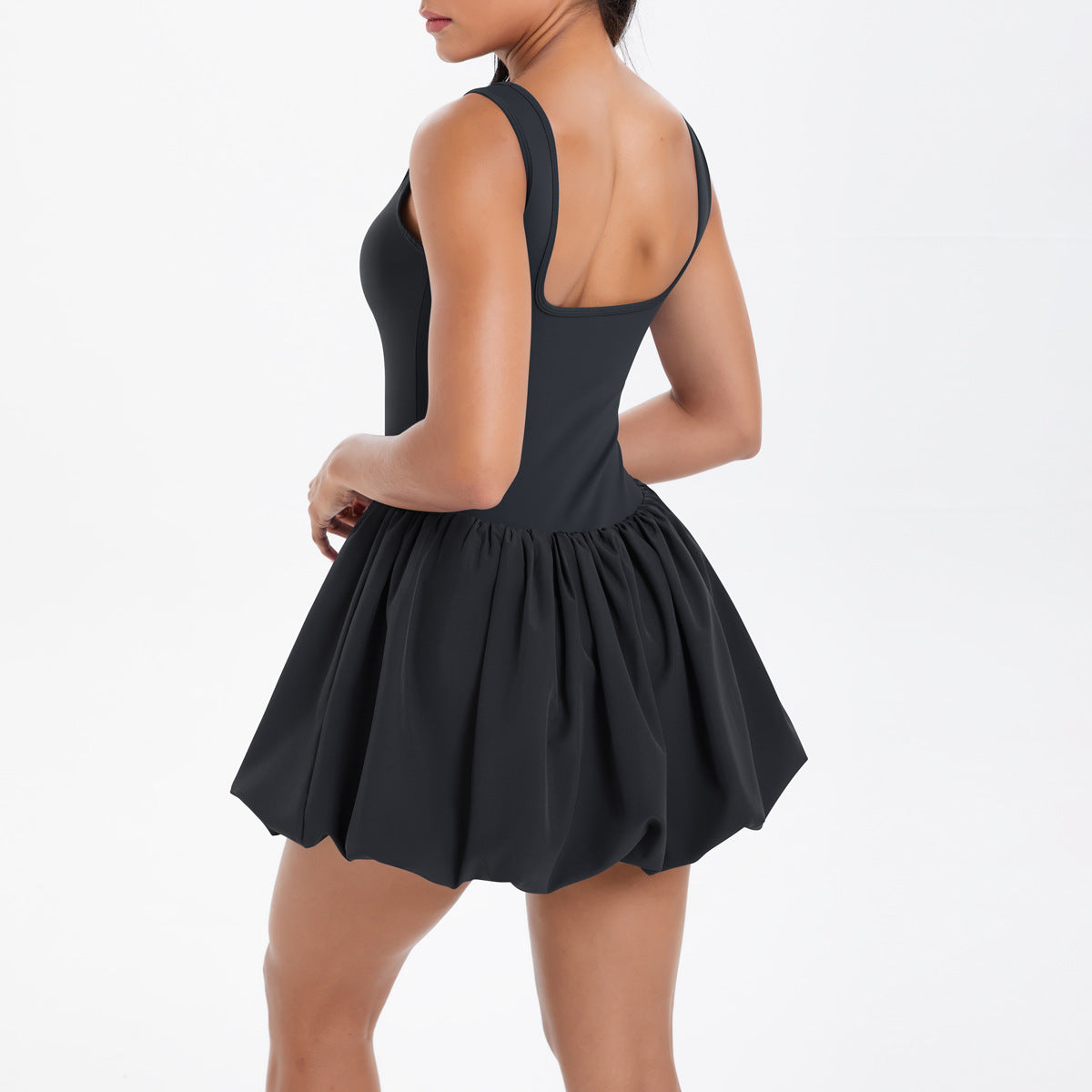 Cool Jumpsuit Tennis Skirt Sexy Beauty Back Pocket Backing Culottes Fitness Solid Color Sports Dress Women