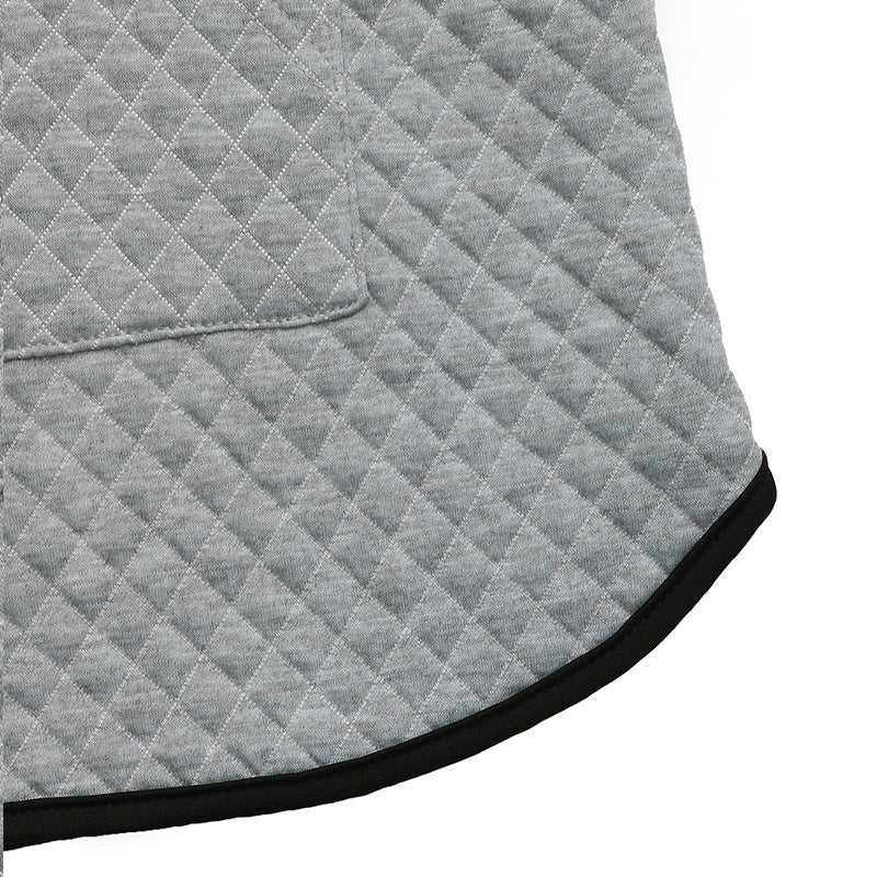 Casual Simple Sports Half Open Zipped Stand Collar Diamond Lattice Fabric Solid Color Hoodie Women