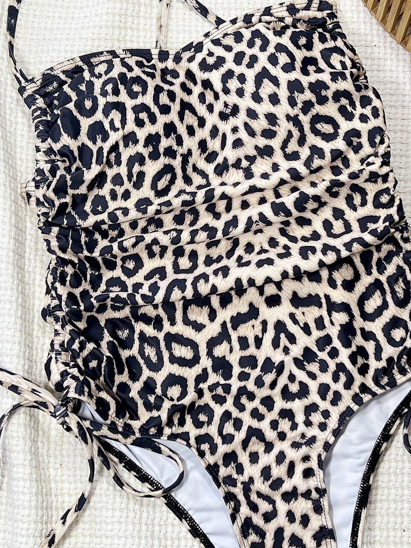 Bikini Leopard Print Strap One Piece Swimsuit