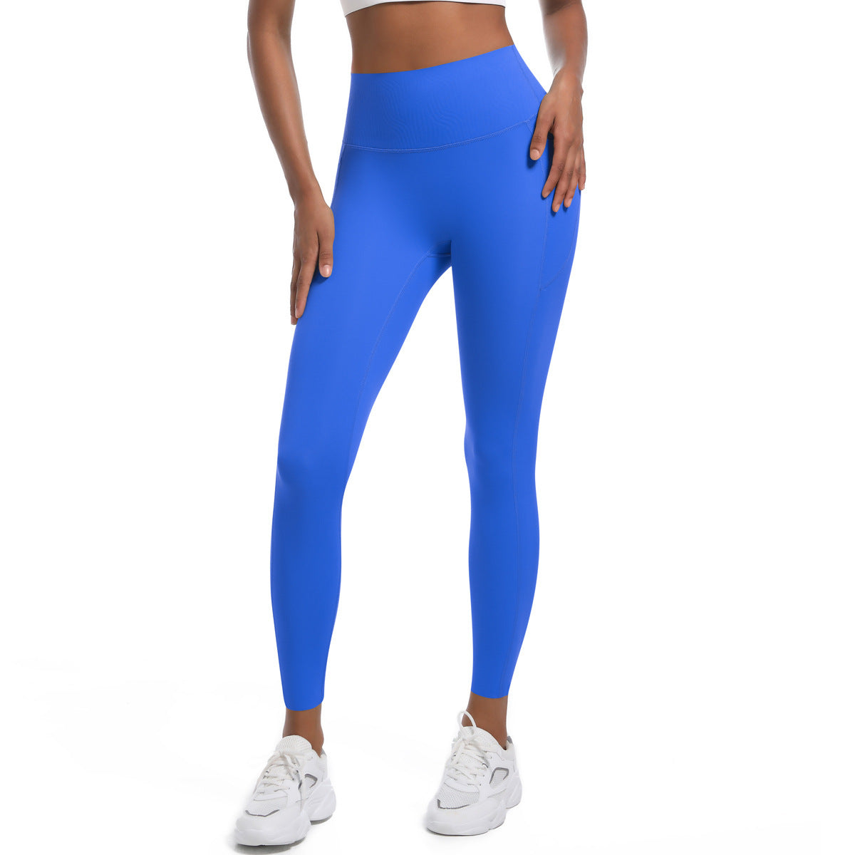 High Strength Skinny Yoga Pants Seamless High Waist Belly Contracting Sports Trousers High Elastic Side Pocket Quick-Drying Fitness Pants