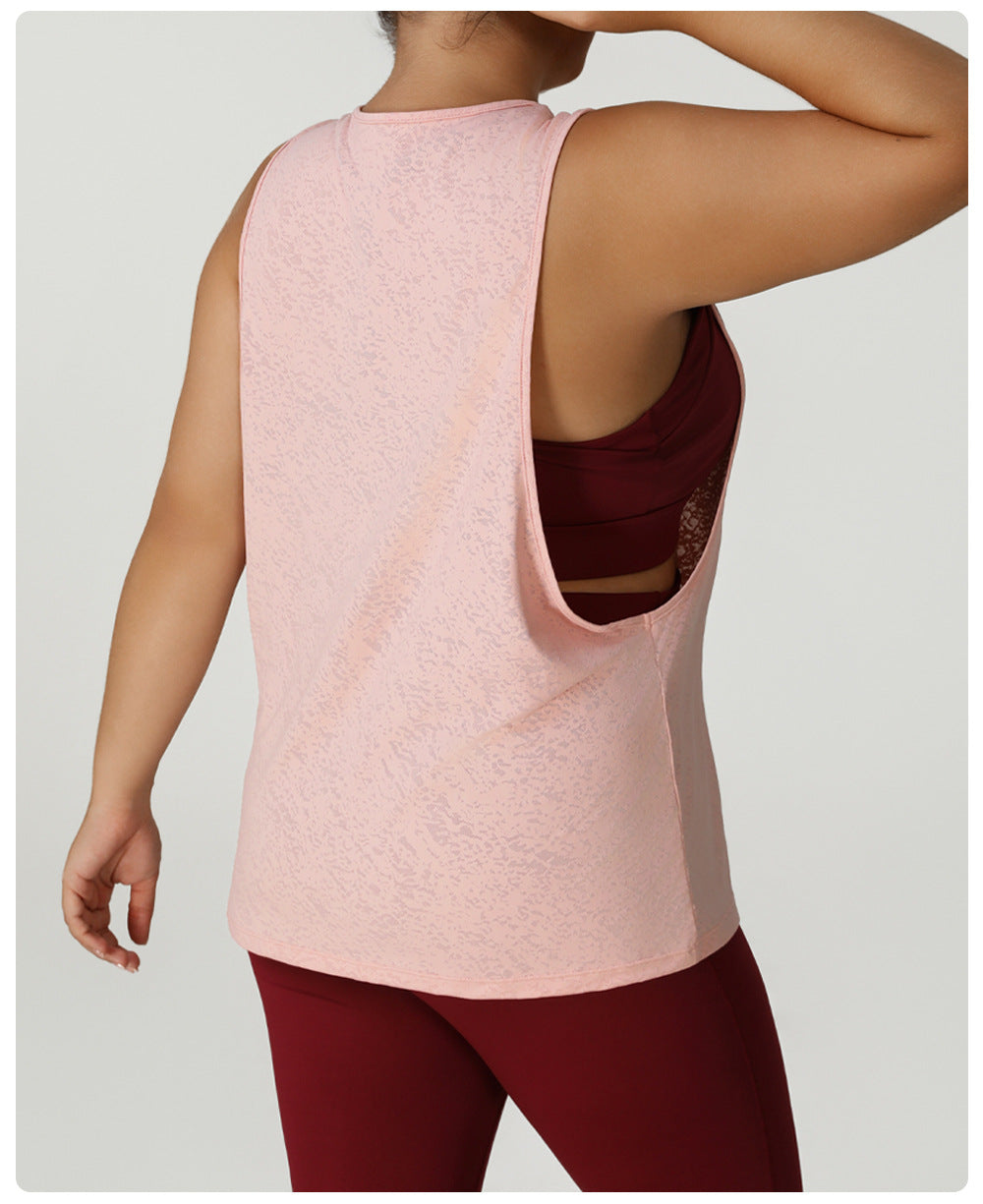 Plus Size Yoga Wear Vest Sports Yoga Wear Yoga Clothing Top Hip Covering Plump Girls Summer T shirt