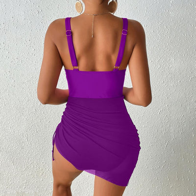 One Piece Swimsuit Women Sexy Solid Color Mesh Bikini Swimsuit