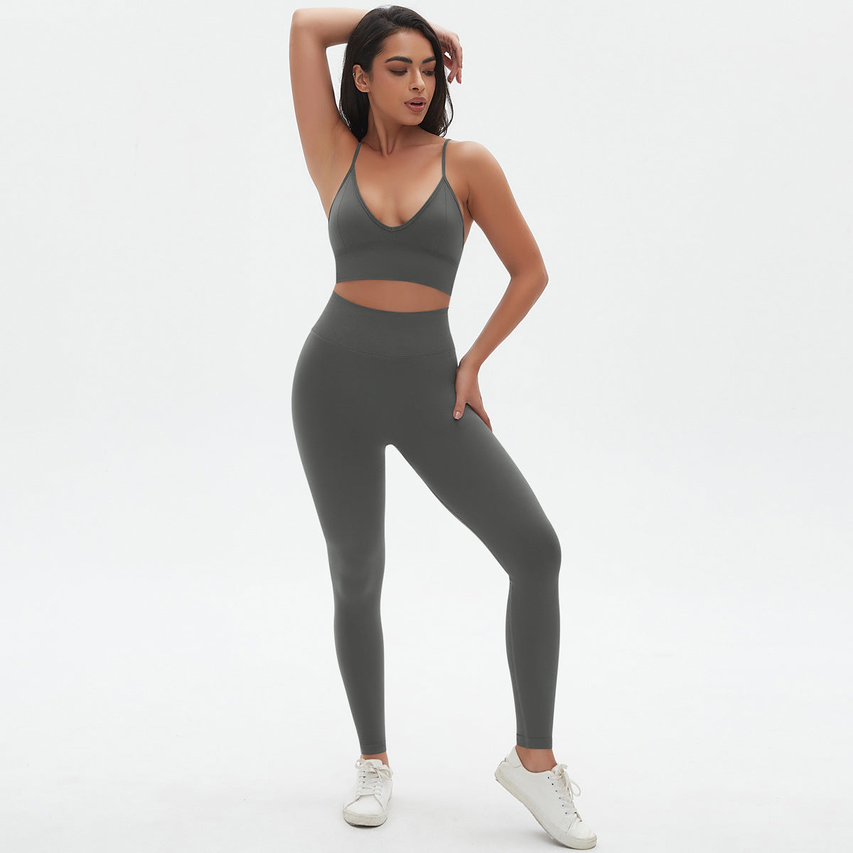 Knit Breathable Yoga Clothes Sexy Beauty Back Sports Bra High Waist Shaping Tights Fitness Suit