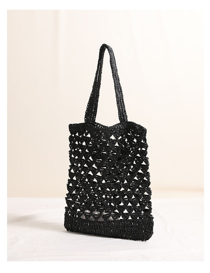 One Shoulder Straw Bag Casual Hollow Out Cutout out Woven Bag Vacation Beach Bag Women Bag - GLAMWEARS